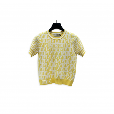 FENDI LETTER JACQUARD KNIT SHORT SLEEVE